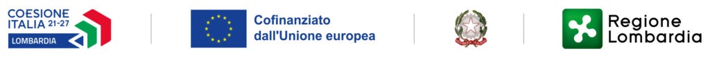 Loghi Coesione Italia 2021-2027, Unione Europea, Repubblica Italiana, Regione Lombardia